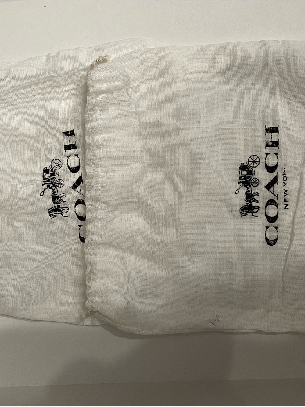 Coach White Drawstring Dust Bags  - Logo Print set of 2 new - Picture 3 of 3